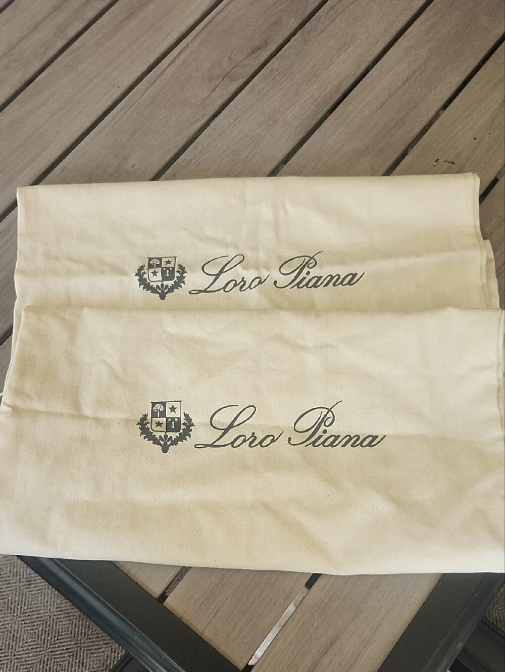 Loro Piana Cream Drawstring Garment Bags (Pair)